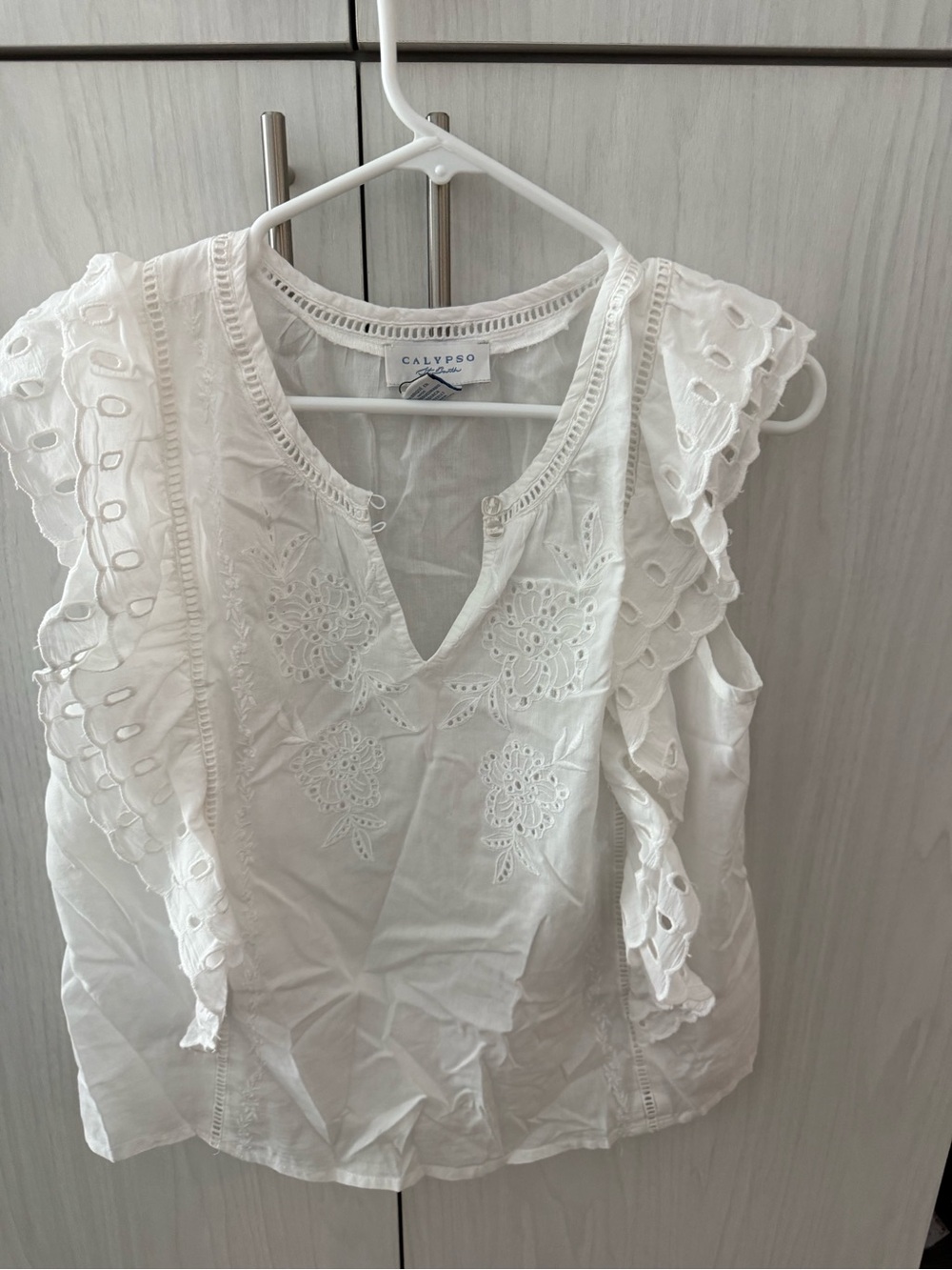 Calypso St. Barth White Eyelet Cotton Camisole